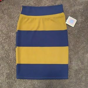 Mustard and Dark Dusty Blue Pencil Skirt